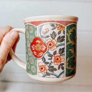 Vintage Imari Ware Coffee Mug Japan Floral Red Blue Green